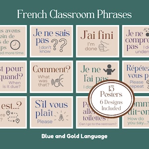 Conjunto de carteles de frases en el aula en francés ~ Boho, Neutrales, Mínimo ~ Descargable, Imprimible ~ Decoración de clase, Tablón de anuncios, Recurso para profesores