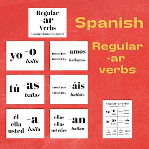 Spanish Regular Verbs Printable Poster Bundle: Pronouns er verbs ir verbs re verbs with handouts Classroom Bulletin Board Display image 3