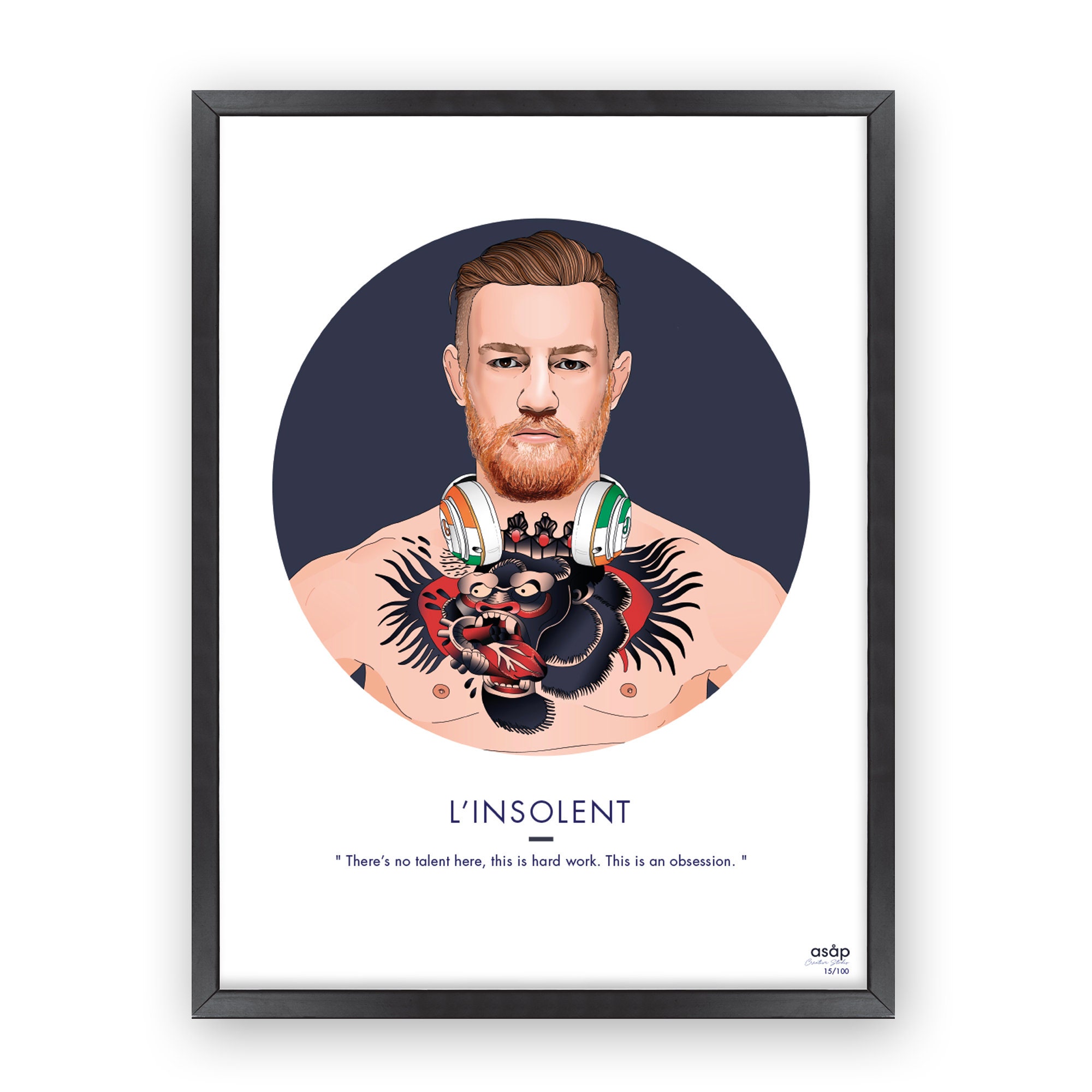 Affiche Conor Mcgregor Ufc/mma - Illustration Boxeur Portrait The Notorious Citation Décoration A3 3
