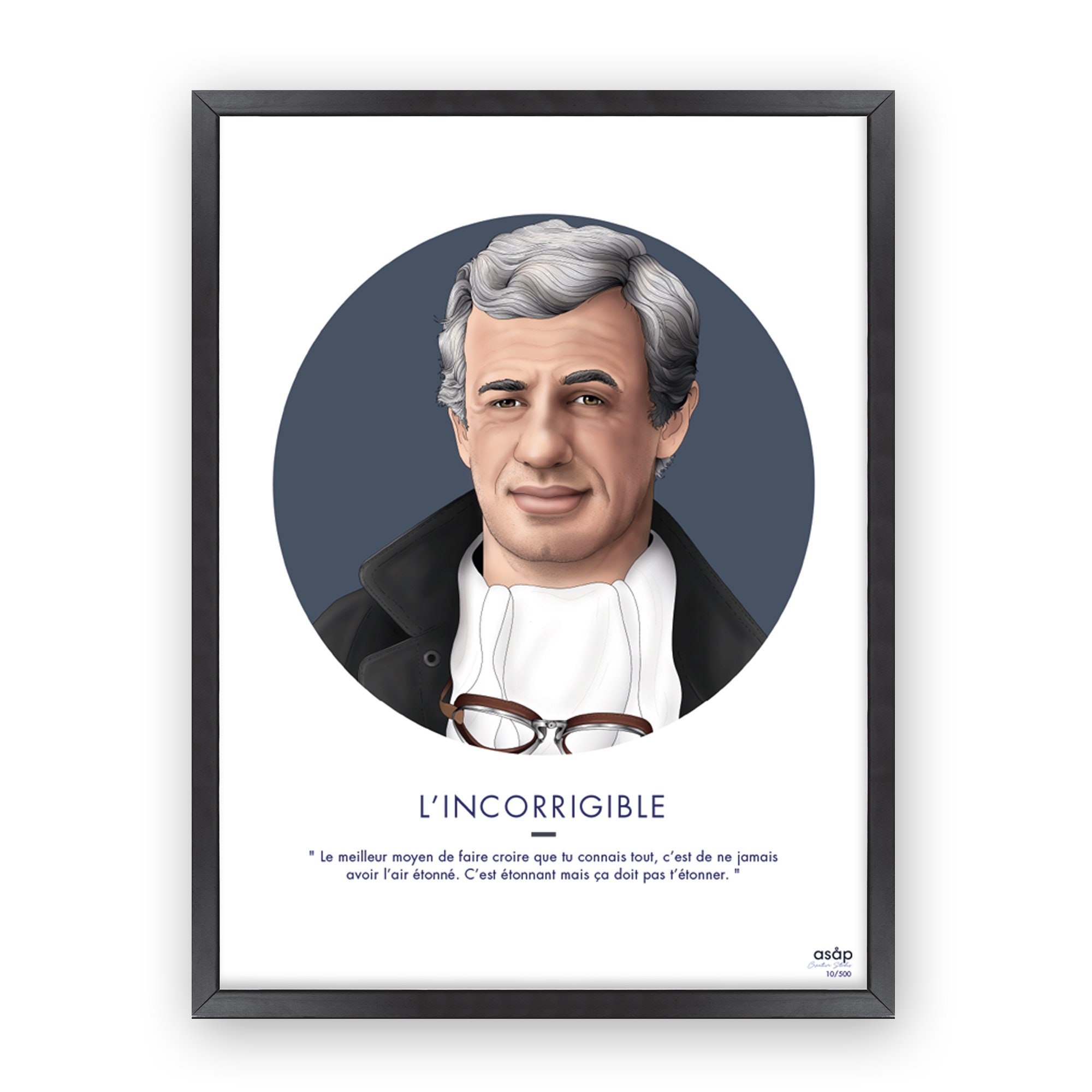 Affiche Belmondo - Illustration Jean-Paul Portrait Impression Numérique Citation Décoration
