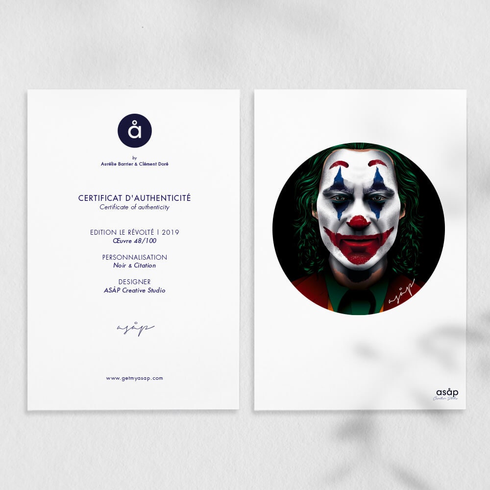 Affiche Joker 19 Illustration Joaquin Phoenix Portrait Etsy France