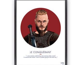 Ragnar Poster - Vikings illustration - Travis Fimmel - Lagertha Floki Bjorn Ubbe - Quote - Wall Picture Art Canvas Print - A3 30x40