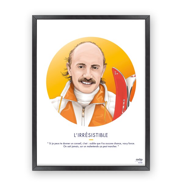 Affiche Jean-Claude Dusse - Illustration Les Bronzés font du ski - Portrait Michel Blanc - Impression numérique - Citation - Décoration