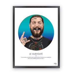 Cartel de Post Malone - Ilustración de hip-hop - Retrato de cantante estadounidense - Impresión digital - Cita - Decoración