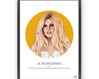 BRIGITTE BARDOT Poster - Brigitte Bardot illustration - French sex symbol - Quote - Wall Picture Art Print - A3 30x40