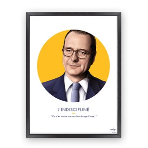 Jacques Chirac Poster - French president Illustration - Portrait Chirac - Digital Print - Quote - Wall Art - Decoration