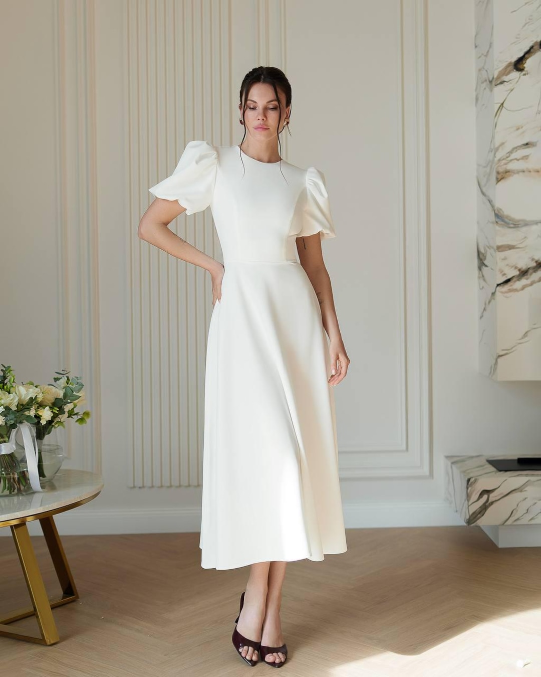 【美品】AMERI PUFF SLEEVE FLARED DRESS M 美品】AMERI PUFF SLEEVE FLARED DRESS M - メルカリ