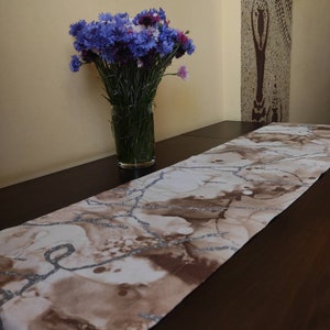 Marble print cotton fabric table runner Modern table runner Rustic table decor