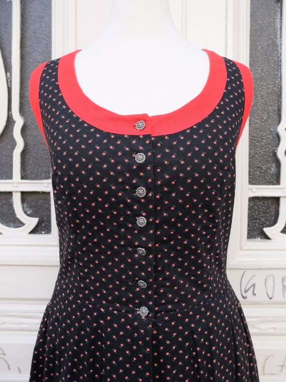 Dirndl, Vintage Dirndl, Black / Red, Size 40