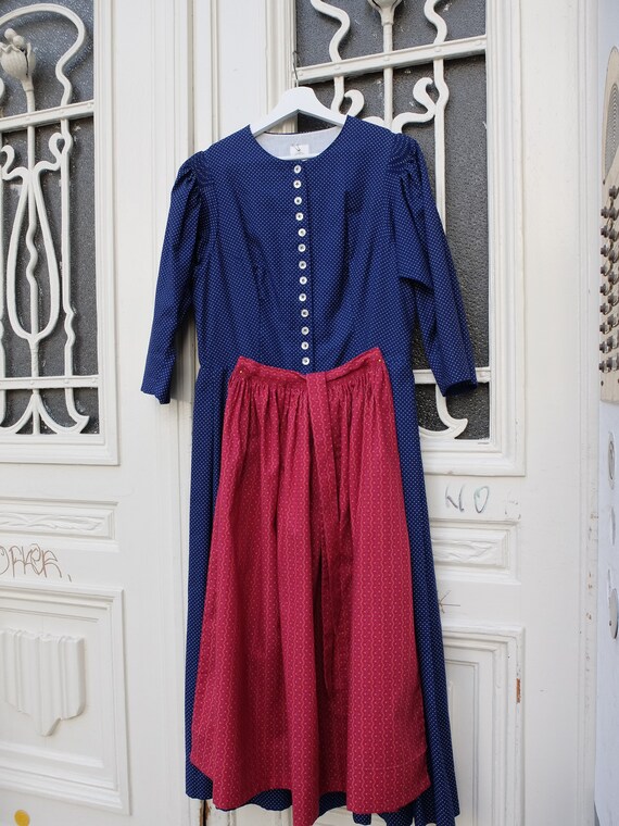 Dirndl with apron, vintage dirndl, blue / red, si… - image 2