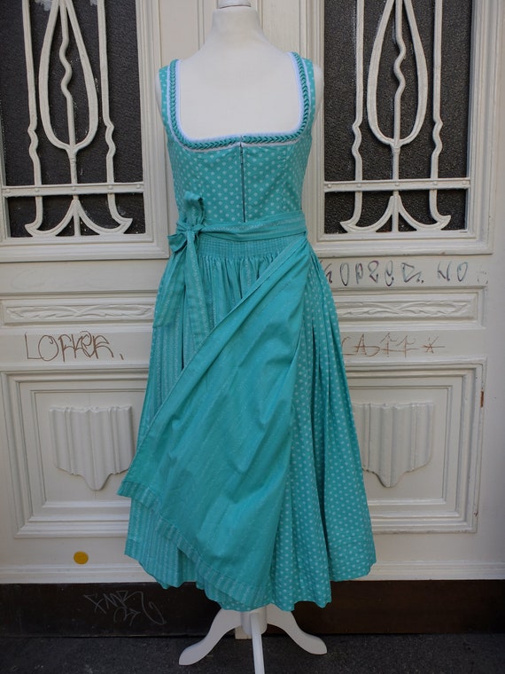 Dirndl with apron, vintage dirndl, turquoise whit… - image 3