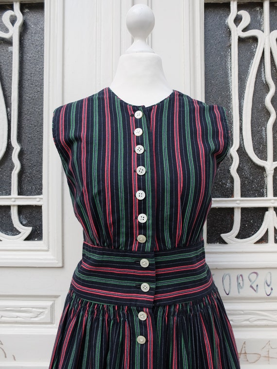 Dirndl high-necked, vintage dirndl, black / red /