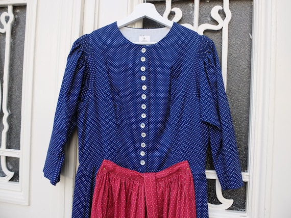 Dirndl with apron, vintage dirndl, blue / red, si… - image 1