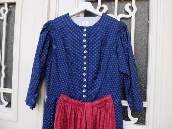Dirndl with apron, vintage dirndl, blue / red, siz