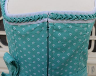 Dirndl mit Schürze, Vintage Dirndl, türkis weiß, Größe 36