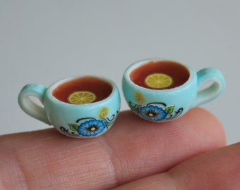 Apple Pattern 1996 Fibre-Craft Miniature Porcelain Tea Set 5 Pieces