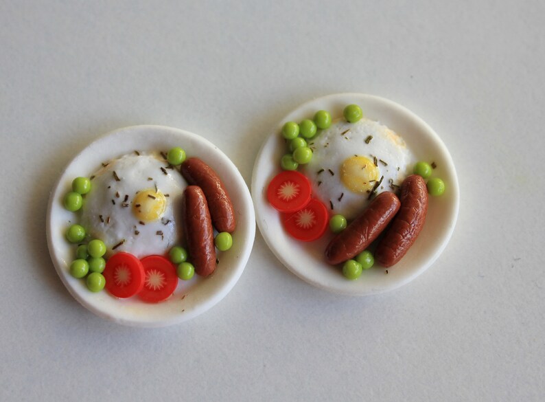 Miniature food. Breakfast for Barbie. Eggs for polymer clay Etsy