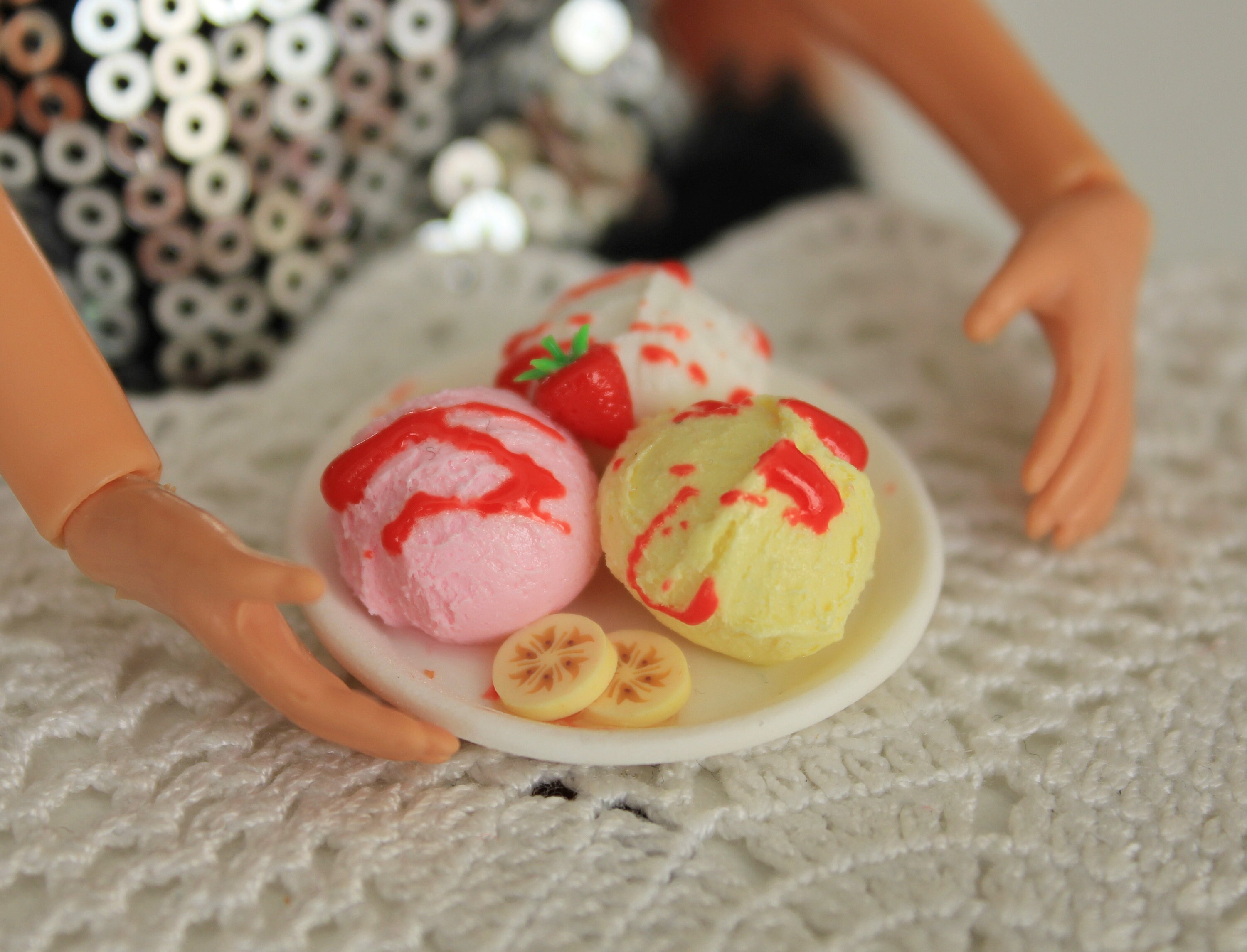Food for Barbie. Ice Cream for the Doll. Strawberry Ice Cream. Etsy UK