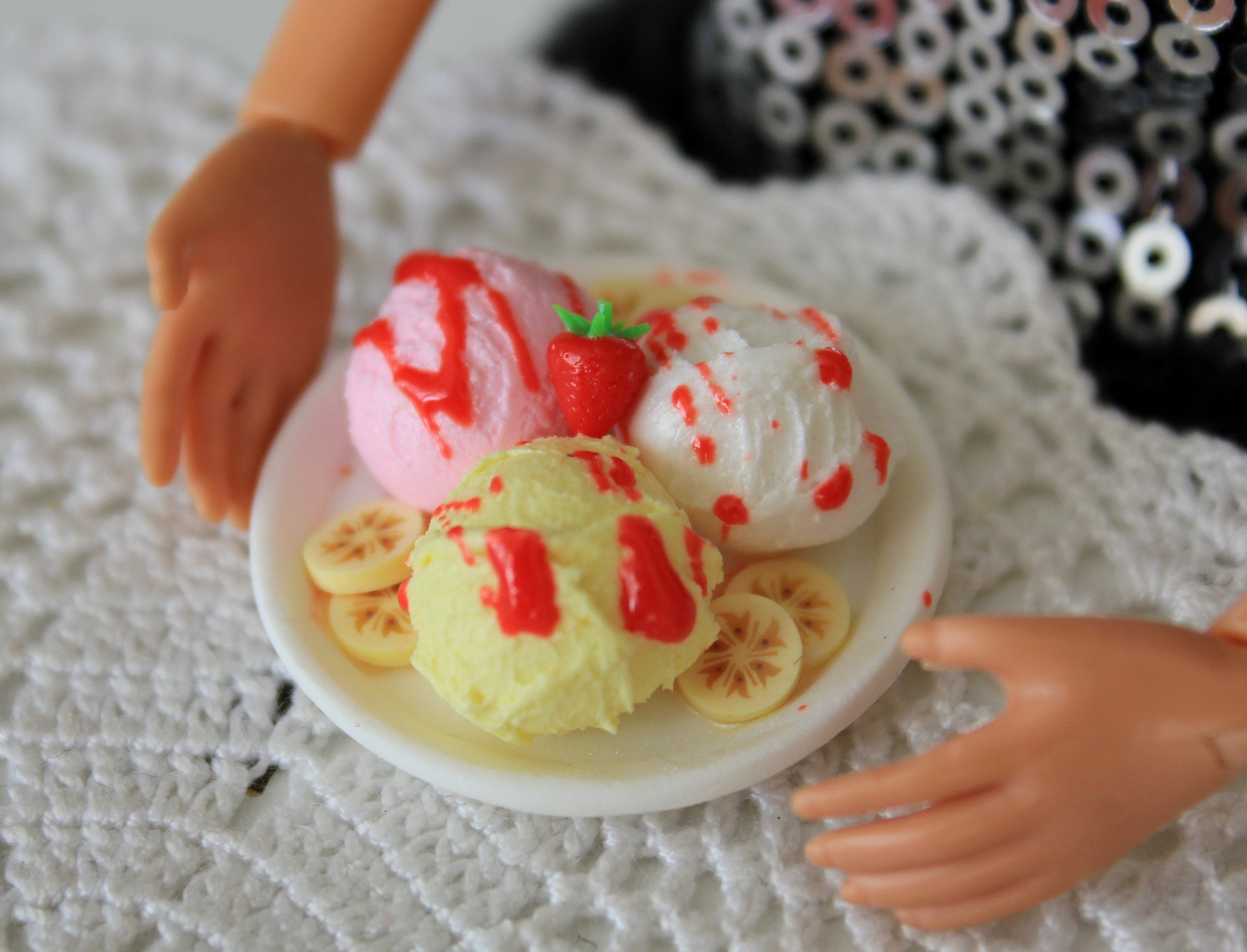 Food for Barbie. Ice Cream for the Doll. Strawberry Ice Cream. Etsy UK