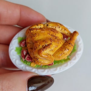 Miniature Turkey for Thanksgiving. Food for Doll. Food on a scale of 1: 6. Realistic miniature food.