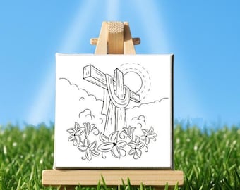 Cross Christian Easter Tiny Painting Kit – DIY Party Favors, Beginner Art Craft, Religious Art