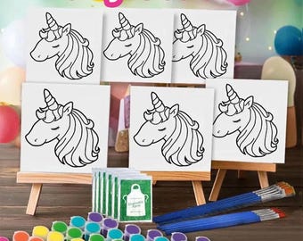 Unicorn Tiny Painting Kits (Set of 6) 5 in x 5 in | Kids Birthday Party Activity