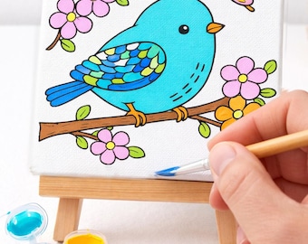 Tiny Bird Art Kit – 4x4 Mini Panel Painting Kit, Cute DIY Paint Kit, Aesthetic Craft Gift for Teens and adults