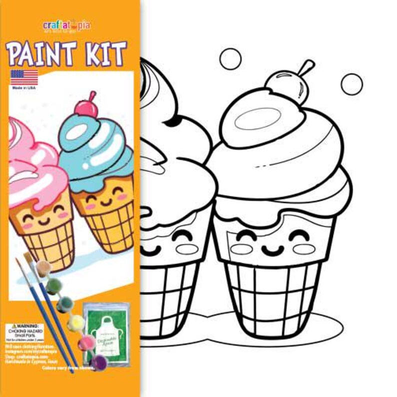 Ice Cream Birthday Party Favor Canvas Painting Kit for Kids | Fun Pre ...