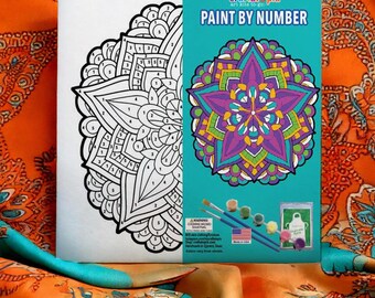 Mandala Paint by Number Kits for Adults | Painting Kits Party | Painting Sets | Pre-Stretched Canvas Art | Grandmother Gifts | Paint and Sip