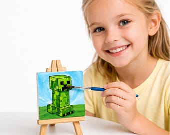 Minecraft Creeper Tiny Painting Kit – DIY Party Favors, Beginner Art Craft, Gamer Art
