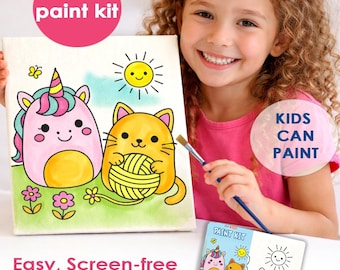 Squishmallow Friends Paint Kit | 10x10 Canvas Art, Kids Party Activity