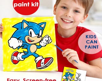 Sonic Paint Kit for Kids – DIY Canvas Painting Kit, Easy Art Kit for Children, Creative Activity, Birthday Gift Idea