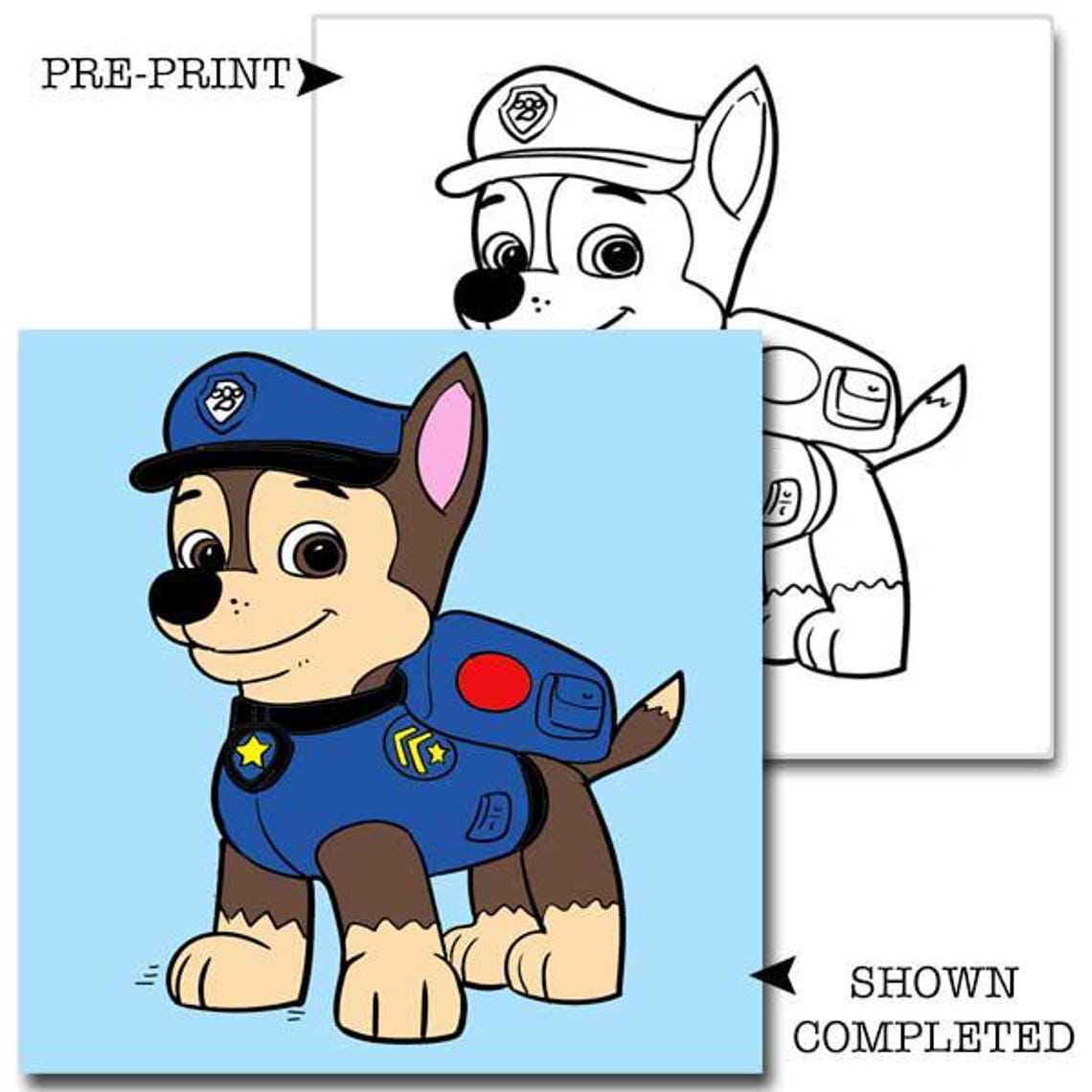 10x10 Inch Paw Patrol Painting Kit Chase Birthday Party Activity