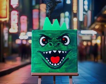 Godzilla 3D Craft Kit: 4x4 Canvas Painting Set, Kids Birthday Favor