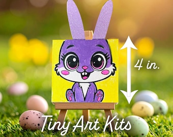 Easter Bunny Rabbit Tiny Craft Kit | 4"x4" Pre-printed Painting Set for Kids