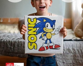 Sonic the Hedgehog Painting Kit | Pre-Printed Canvas Art Activity (10x10 inch)