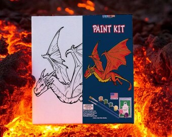 Dragon Art Painting Kit for Adults Crafters | Paint Party |  Pre-Drawn Canvas for At Home Fun | Beginners to Advanced