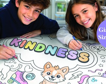 Kindness Giant Coloring Poster 6ft x 2.5ft | Jumbo Coloring Banner for Kids | Birthday Party Activity | Large Project Art Craft | Girls Gift