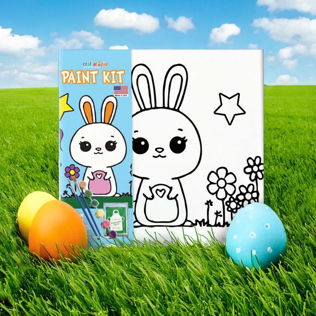 Kids Bunny Birthday Party Favor Painting Kits | Pre-sketch DIY Canvas ...