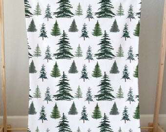 Forest Blanket, Pine Tree Blanket, Forest Nursery, Woodland crib bedding, Wilderness baby bedding, Woodland boy nursery bedding - ThF
