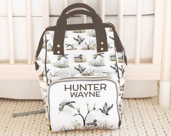 Personalized Mallard duck baby diaper bag, Hunting diaper bag, Hunting Baby shower gift, Custom baby backpack, Multiuse backpack - Hunter