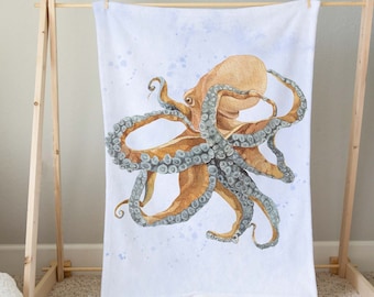 Octopus minky blanket, Octopus blanket, Ocean blanket, Toddler blanket, Ocean animals blanket