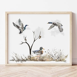 Ducks Hunting Wall Art, Hunting nursery decor, Duck Hunting Nursery art, Wall Prints for Boys Room, Mallard Duck Nursery Art Prints - Hunter