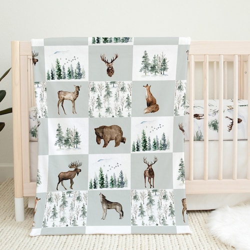 Wilderness Baby Blanket Wildlife Baby Boy Gift Forest Etsy