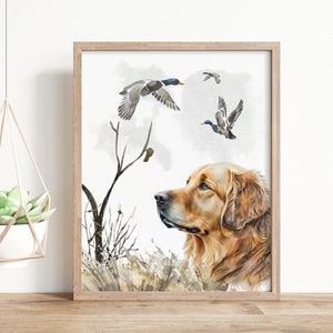 Golden retriever wall art, Hunting Wall Art, Hunting nursery decor, Wall Prints for Boys Room, Dogs Nursery Print, Digital download - Hunter