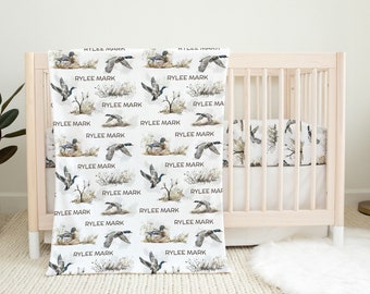 Personalized Ducks hunting minky blanket, Hunting Nursery Bedding, Mallard Ducks Baby Boy Gift, Ducks Nursery, Ducks hunting Gift - Hunter