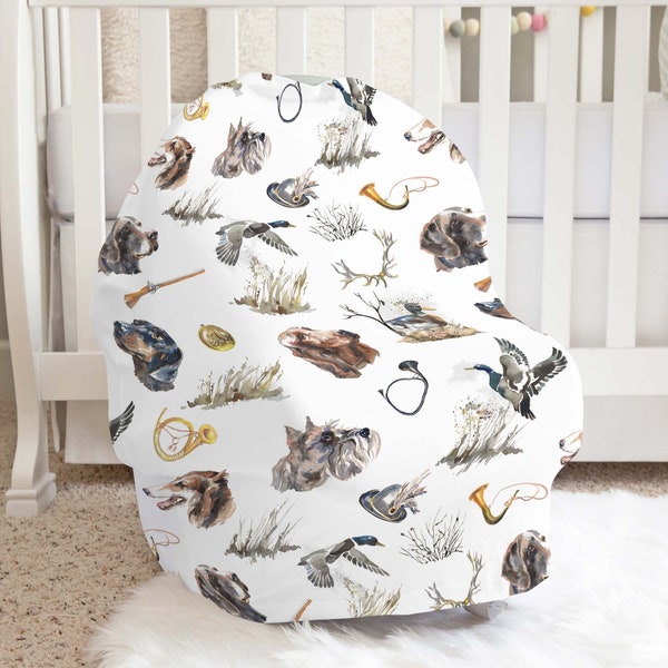 Hunting CarSeat Cover, Mallard Duck Carseat Cover, Ducks Dogs Hunting Nursing, Car seat cover baby boy, Hunting baby gift - Hunter