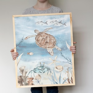 Sea Turtle Wall Art, Ocean nursery decor, Wall Prints for Boys Room, Under the sea Nursery Print, Sea animals, DIGITAL DOWNLOAD - Deep Ocean