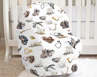 Hunting CarSeat Cover, Mallard Duck Carseat Cover, Ducks Dogs Hunting Nursing, Car seat cover baby boy, Hunting baby gift - Hunter