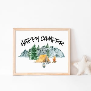 Camping wall art nursery, Happy Camper, Camping nursery decor, Wall Prints Boys, Outdoors Nursery Print - DIGITAL DOWNLOAD - Little Explorer